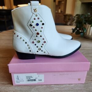 Yosi Samara Miss Dallas Gem Studded White Boot - US Girls Size 4